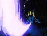 Mega Man setzt das Beta-Sword ein