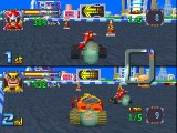 Proto Man und Guts Man fahren um Platz 1